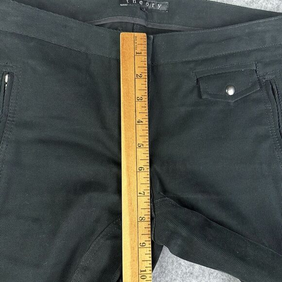 Theory Pants Womens 2 Black Riding Cotton Twill Ankle Zip Stretch Career Office - Picture 11 of 15